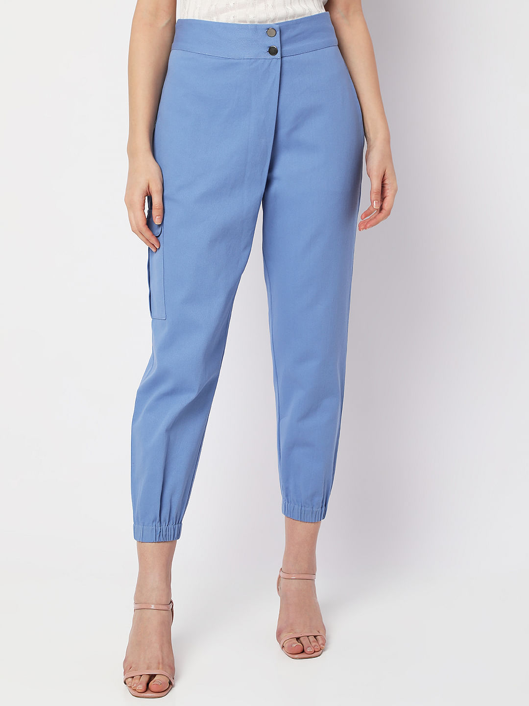 Light Blue High Waist Tailored Wide Leg Pants | PrettyLittleThing AUS